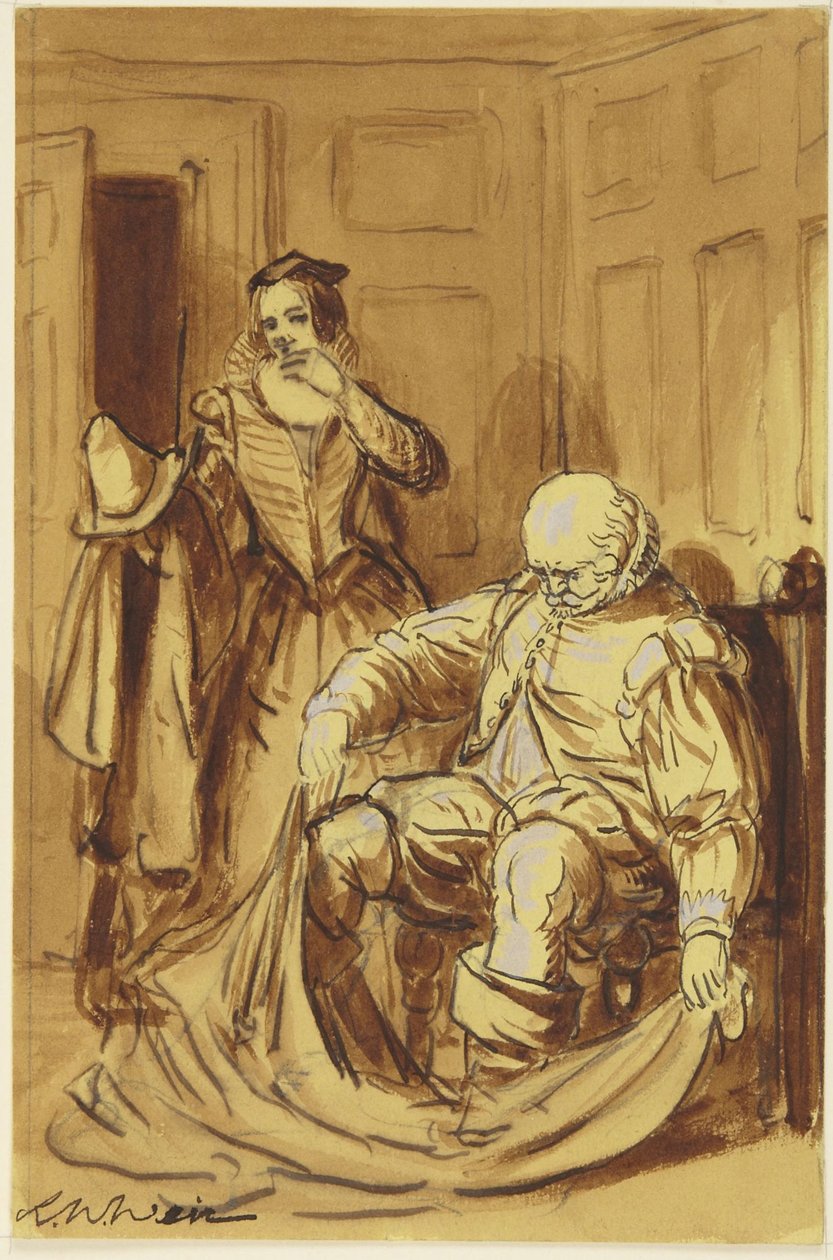 Falstaff und Frau Ford (Szene aus Die lustigen Weiber von Windsor, 4.2) autorstwa Robert Walter Weir