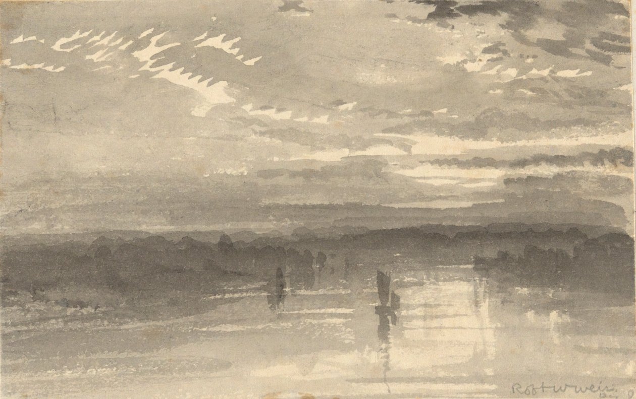 Krajobraz - Chmury, Woda, Żaglówka autorstwa Robert Walter Weir