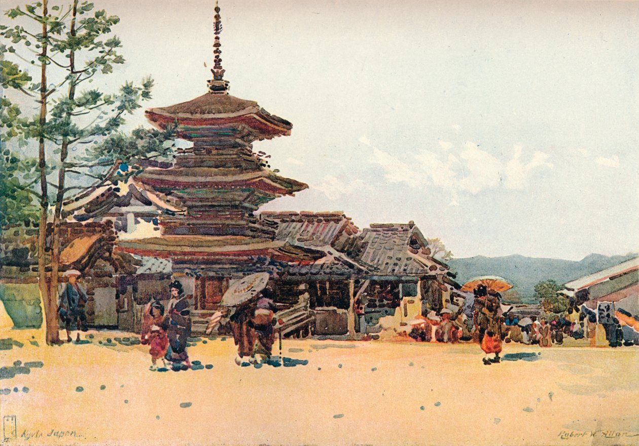 Pagoda Yasaka, Kioto, Japonia, ok. 1909 r. autorstwa Robert Weir Allan