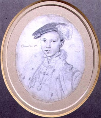 Portret Edwarda VI (1537-53) 1683 (ołówek na welinie) autorstwa Robert White