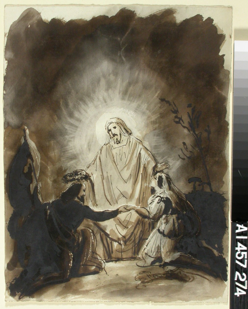 Chrystus błogosławiący dwie klęczące osoby autorstwa Robert Wilhelm Ekman