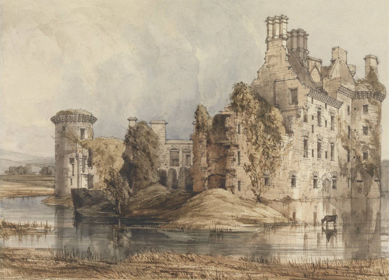 Zamek Caerlaverock (widok ogólny) autorstwa Robert William Billings