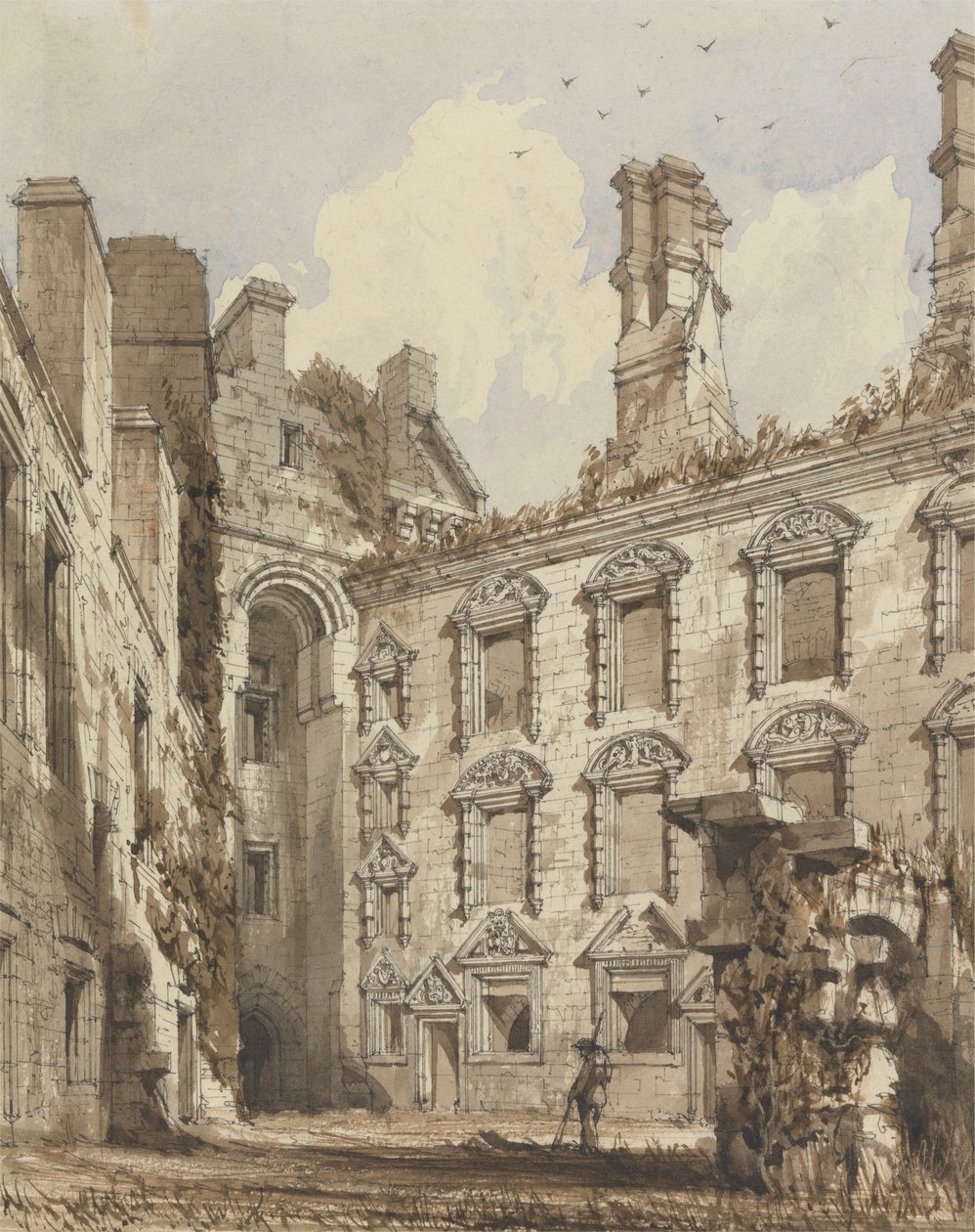 Dziedziniec zamku Caerlaverock autorstwa Robert William Billings