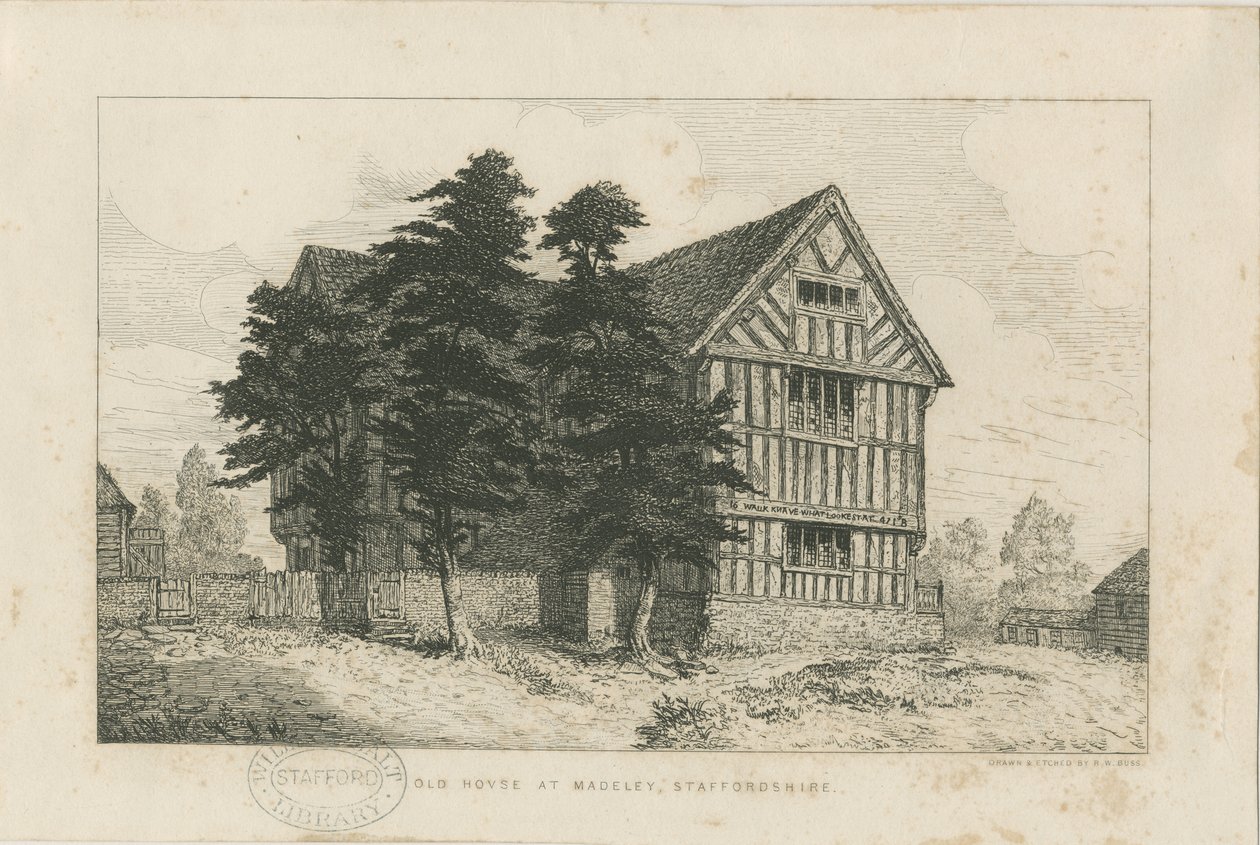 Madeley - Stary Dom: akwaforta, nd [1804-1875] (druk) autorstwa Robert William Buss