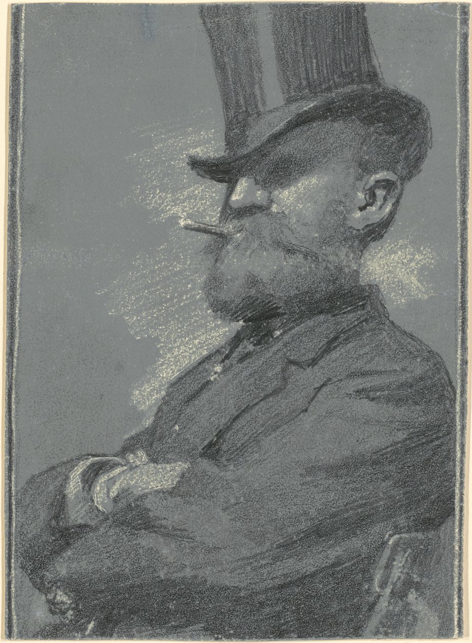 Mężczyzna w cylindrze, palący cygaro autorstwa Robert William Vonnoh