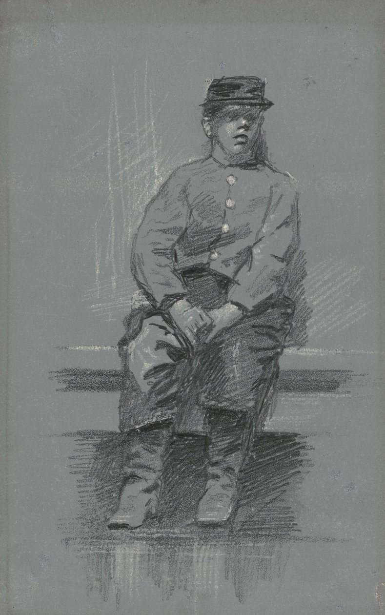 Kadet, ok. 1895 (grafit na szarej tabliczce) autorstwa Robert William Vonnoh