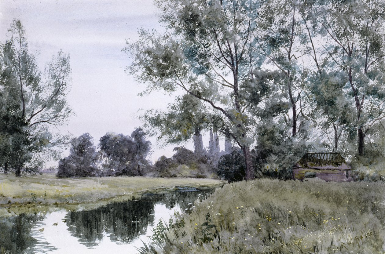 Na rzece Lesser Stour we wschodnim Kent (akwarela) autorstwa Robert Winchester Fraser