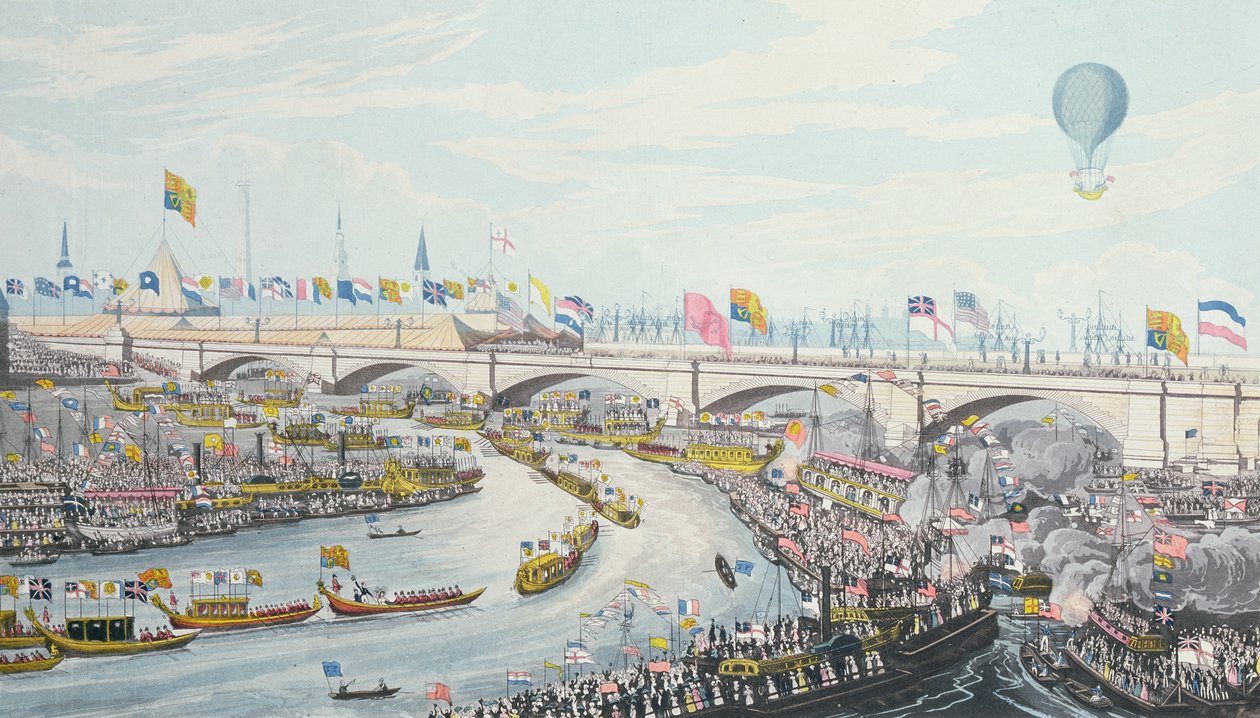 Otwarcie New London Bridge przez króla Wilhelma IV i królową Adelajdę, 1831 autorstwa Robert the Elder Havell