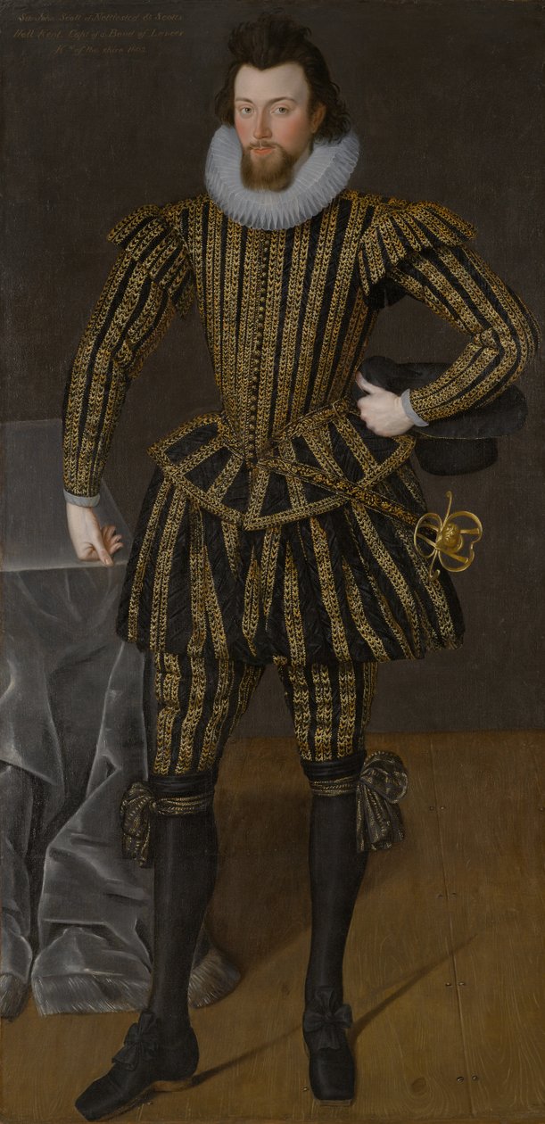 Portret mężczyzny, prawdopodobnie Sir John Scott (1564-1616), ok. 1600-1605 (olej na płótnie) autorstwa Robert the Elder Peake