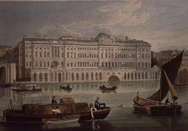 Widok na Somerset House, wyd. 1821 przez Colnaghi & Co. autorstwa Robert the Elder and Younger Havell