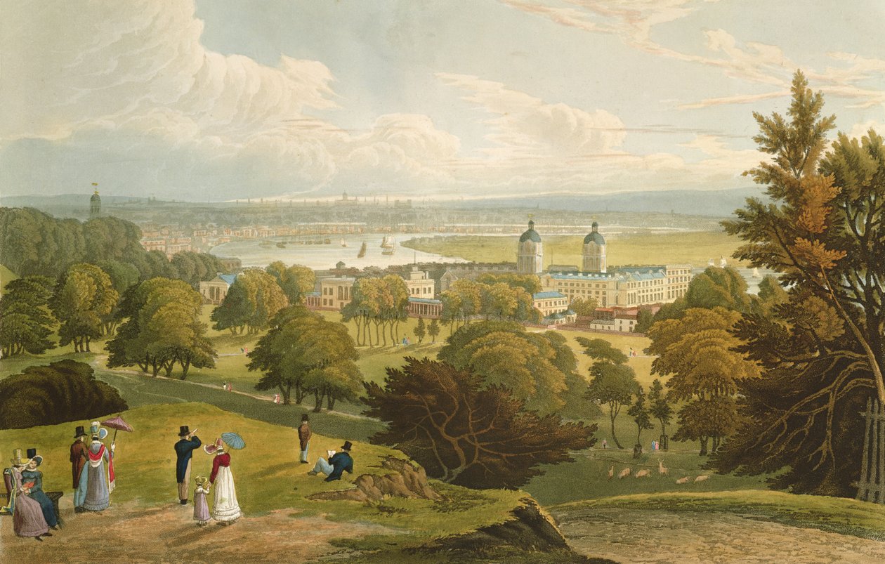 Widok Londynu z Greenwich Park, wyd. 1820 przez Colnaghi und Co. (akwatinta) autorstwa Robert the Elder and Younger Havell