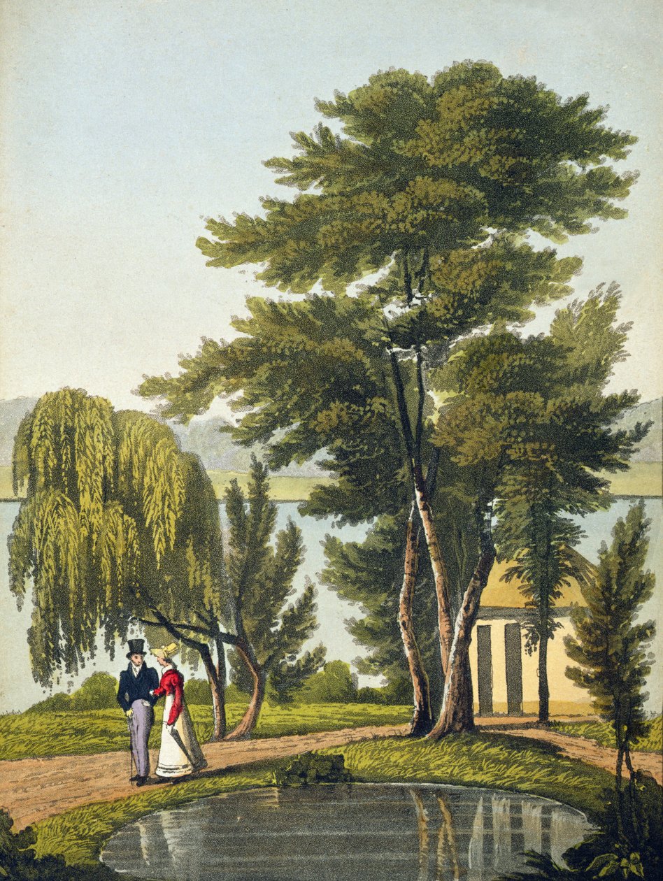 Clifton, z „Naturama, czyli nieskończona transpozycja poglądów natury na Tamizę”, ok. 1825 (akwatinta ręcznie kolorowana) autorstwa Robert the Younger Havell