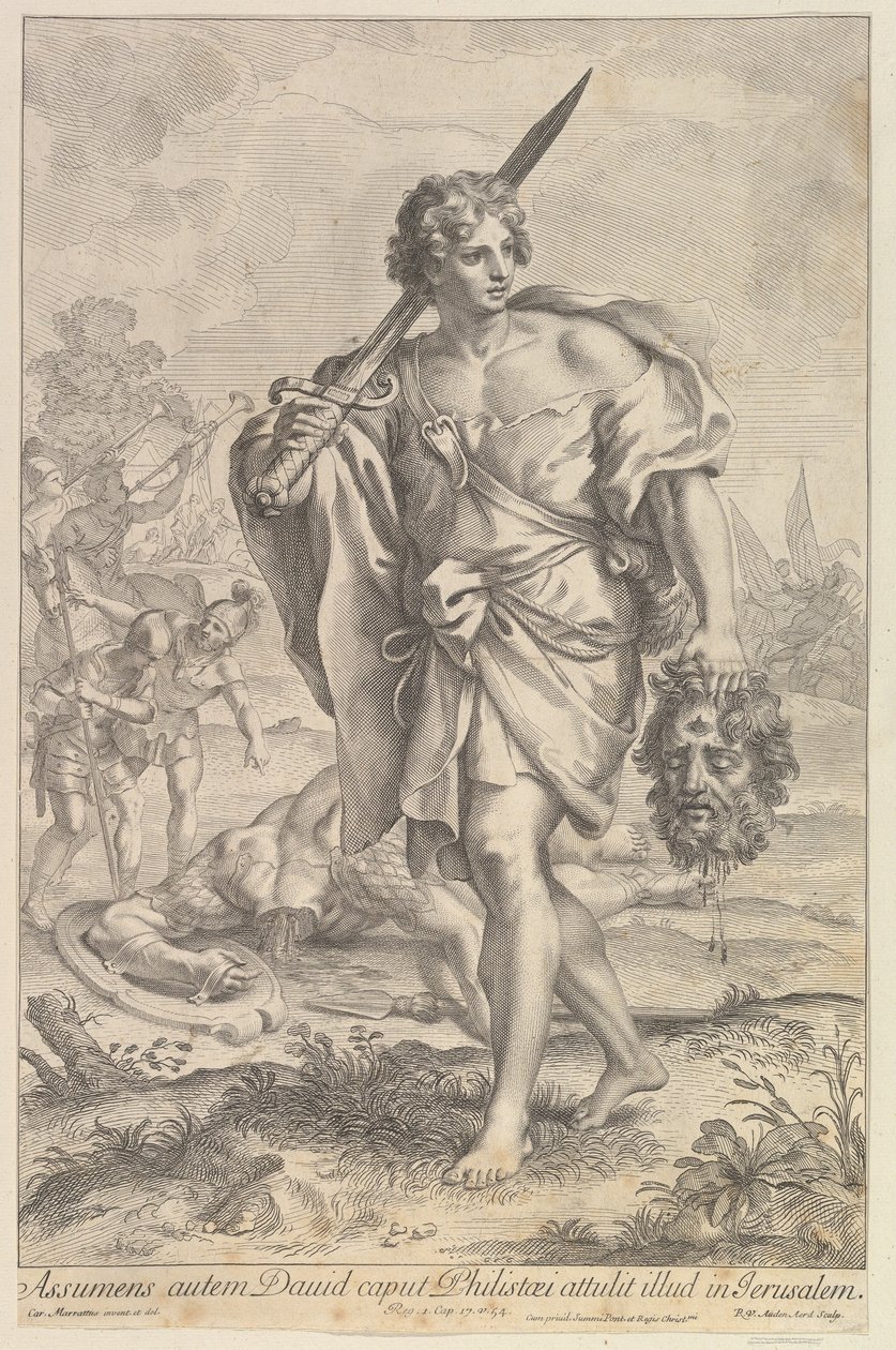 Dawid z głową Goliata, 1680-1743. autorstwa Robert van Audenaerde