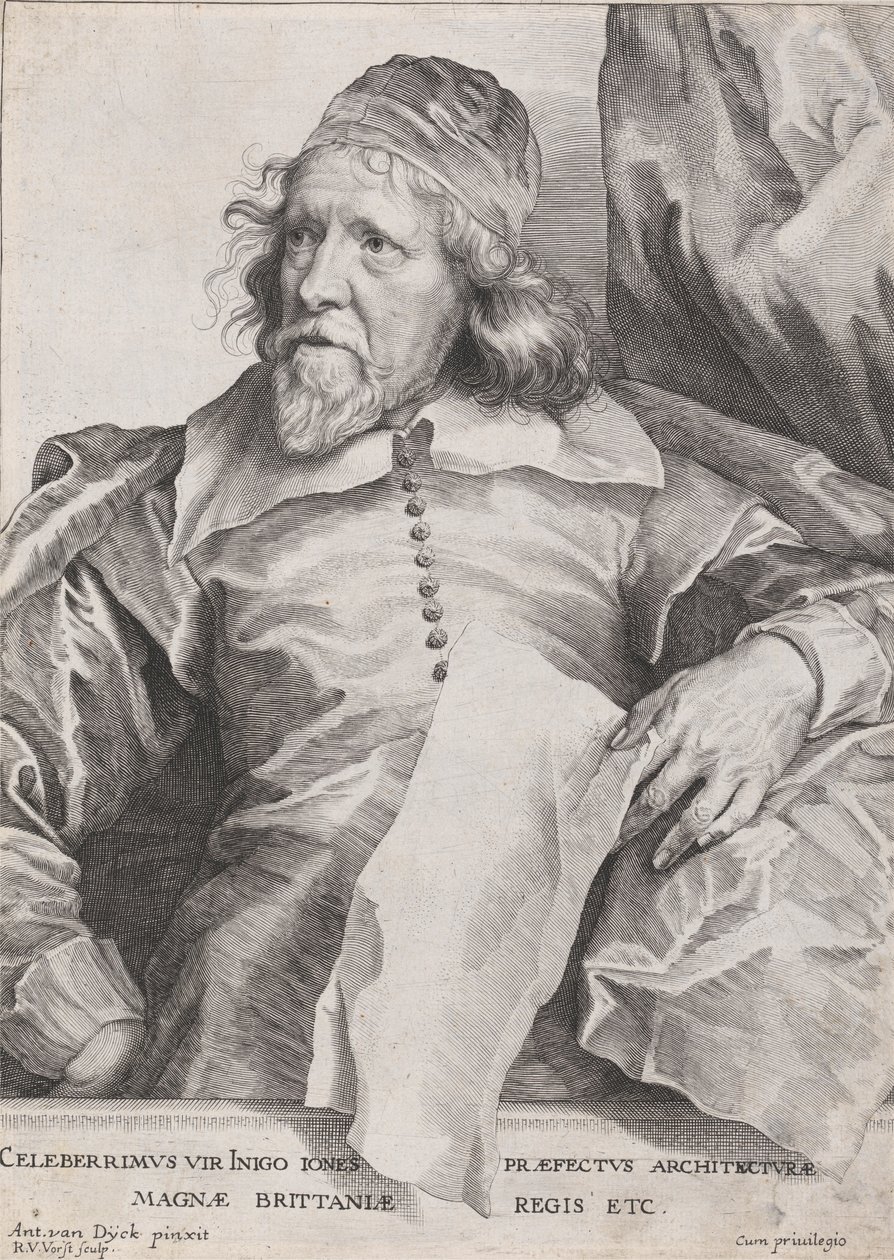 Najsłynniejszy człowiek Inigo Jones, prefekt architektury króla Wielkiej Brytanii itp. autorstwa Robert van Voerst