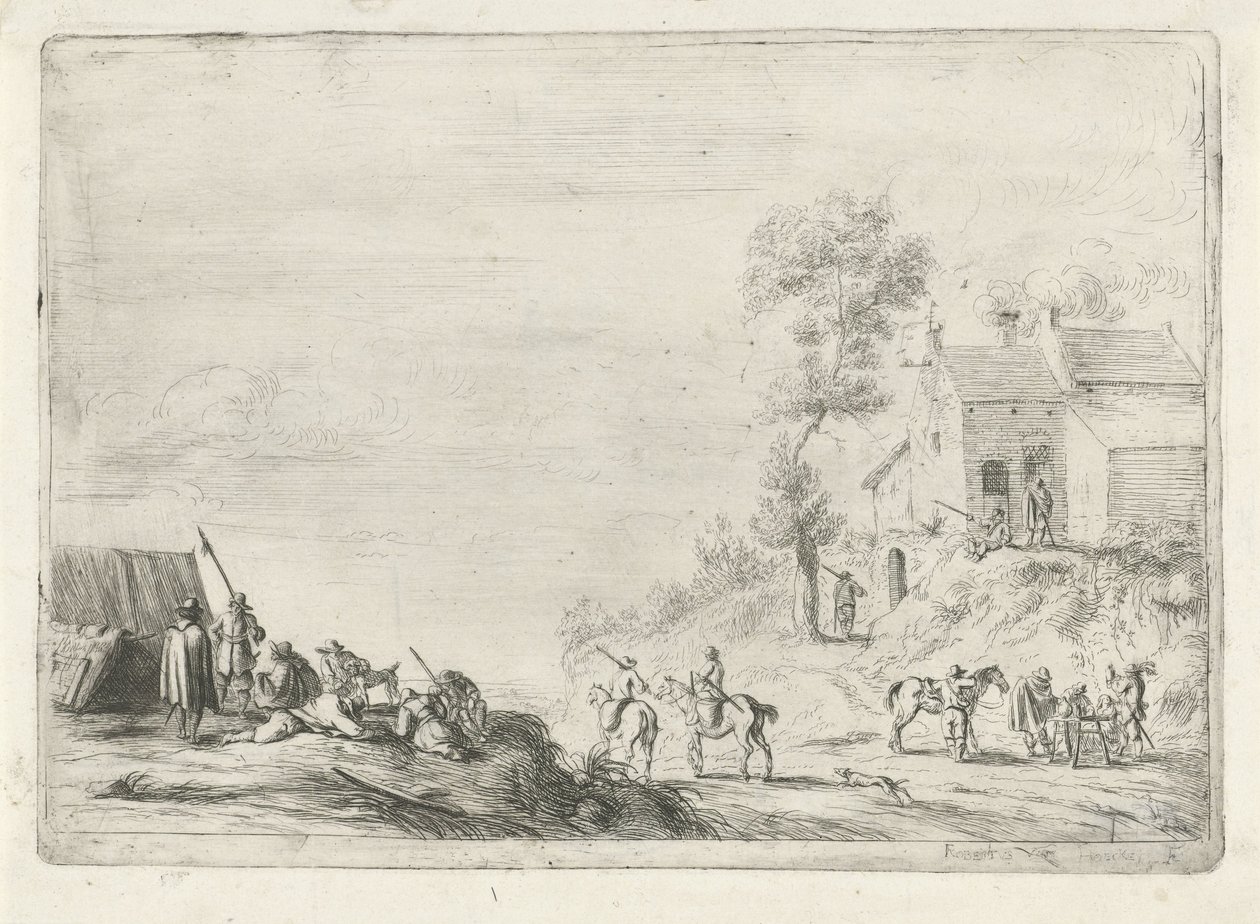Żołnierze na drodze autorstwa Robert van den Hoecke