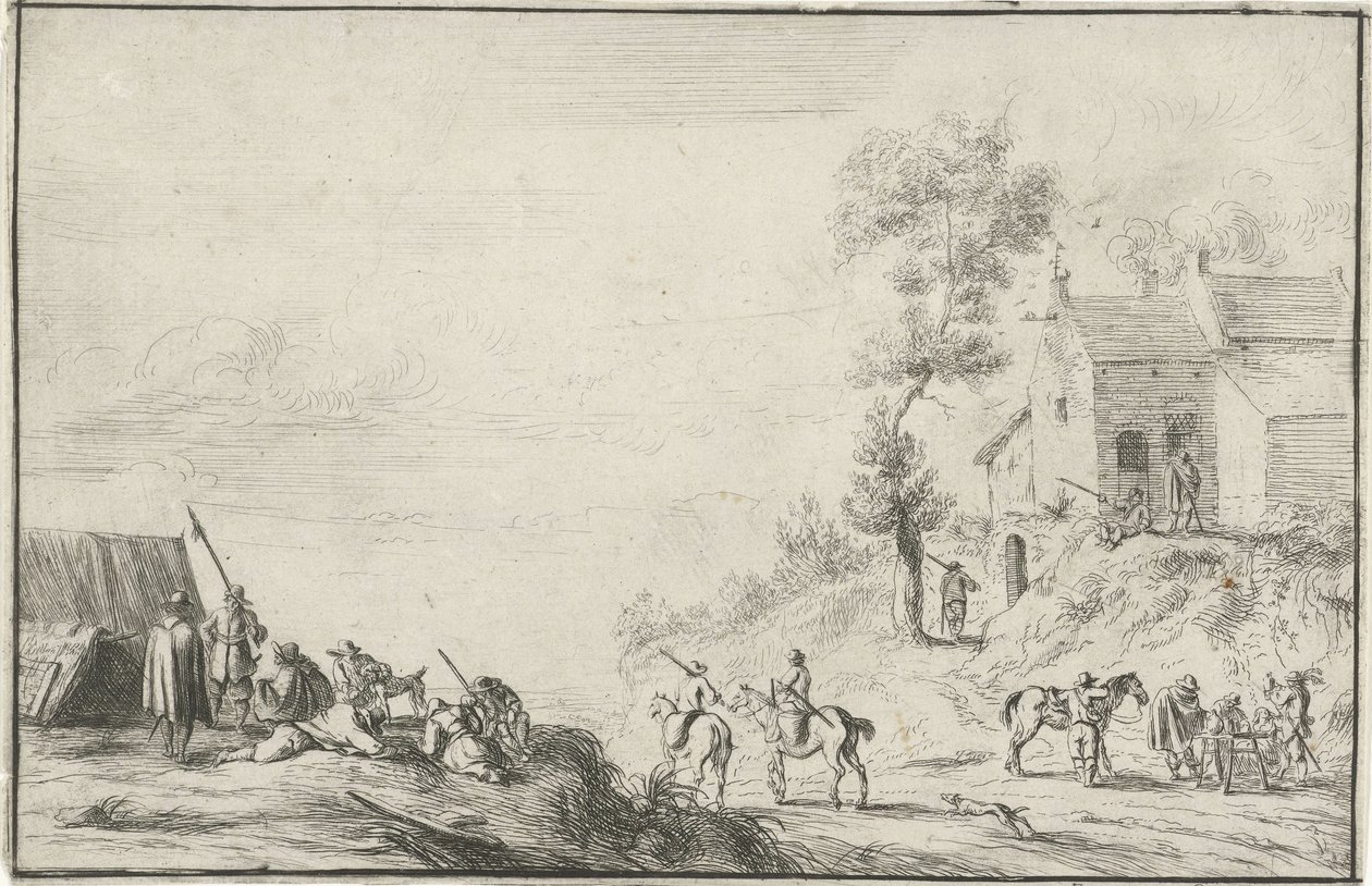 Żołnierze na drodze autorstwa Robert van den Hoecke