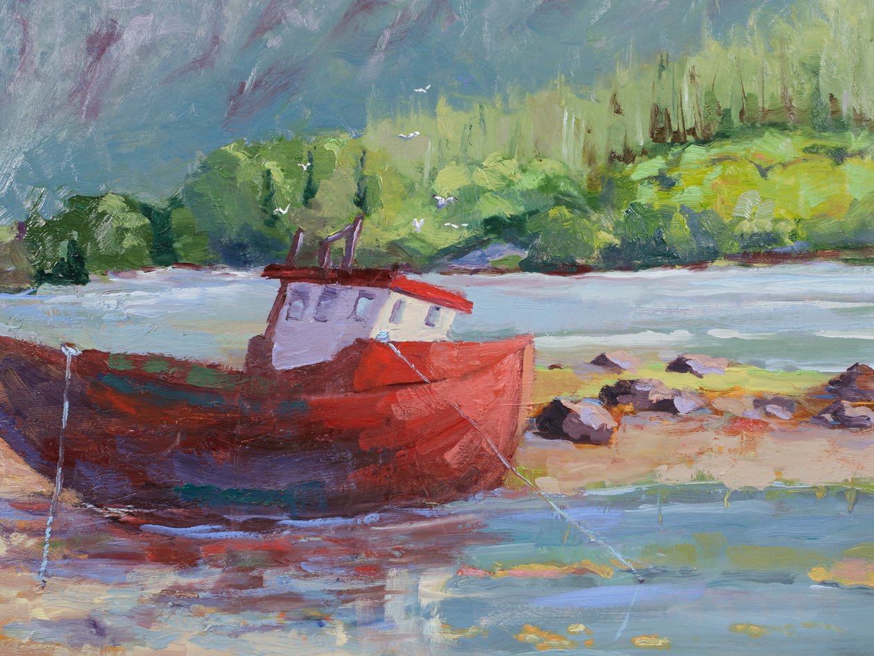 Beached, 2023 (olej na panelu) autorstwa Roberta Murray