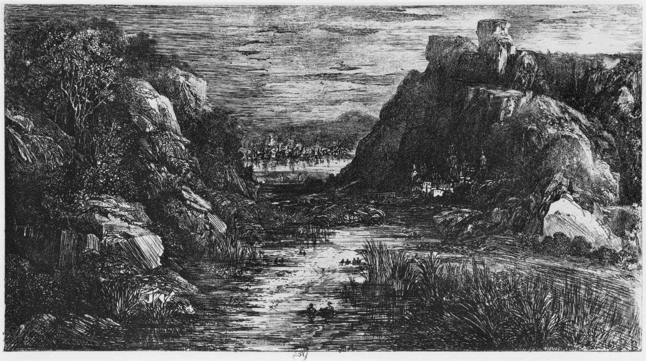 Krajobraz za rozpadliną, 1871 autorstwa Rodolphe Bresdin