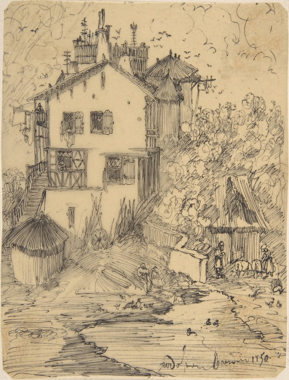 Rustykalny dom wiejski autorstwa Rodolphe Bresdin