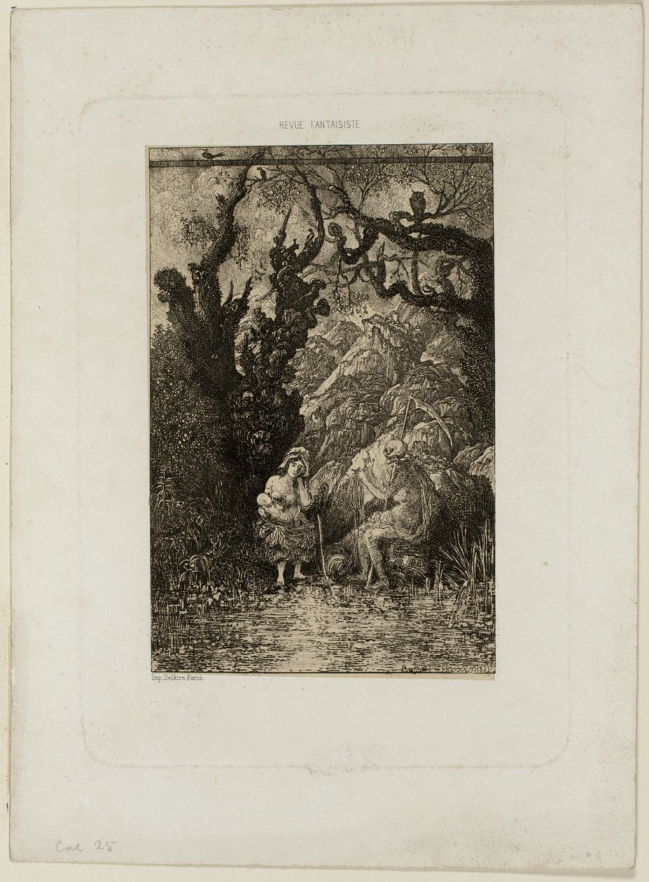 Śmierć i młoda matka, z Revue Fantaisiste autorstwa Rodolphe Bresdin