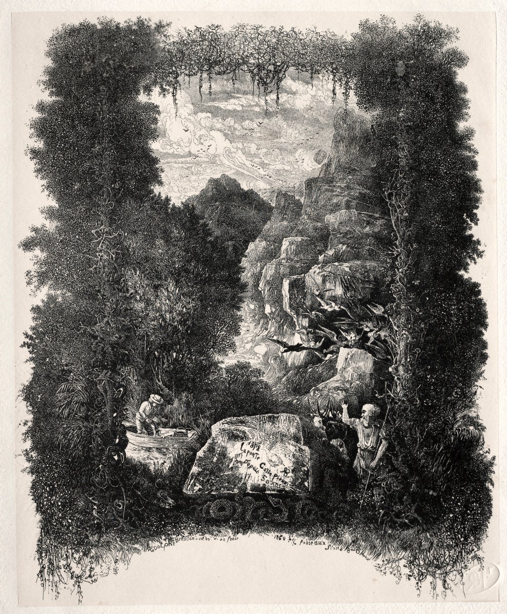 Pierwszy frontyspis do Bajek i baśni Thierry-Faletans, 1868. autorstwa Rodolphe Bresdin