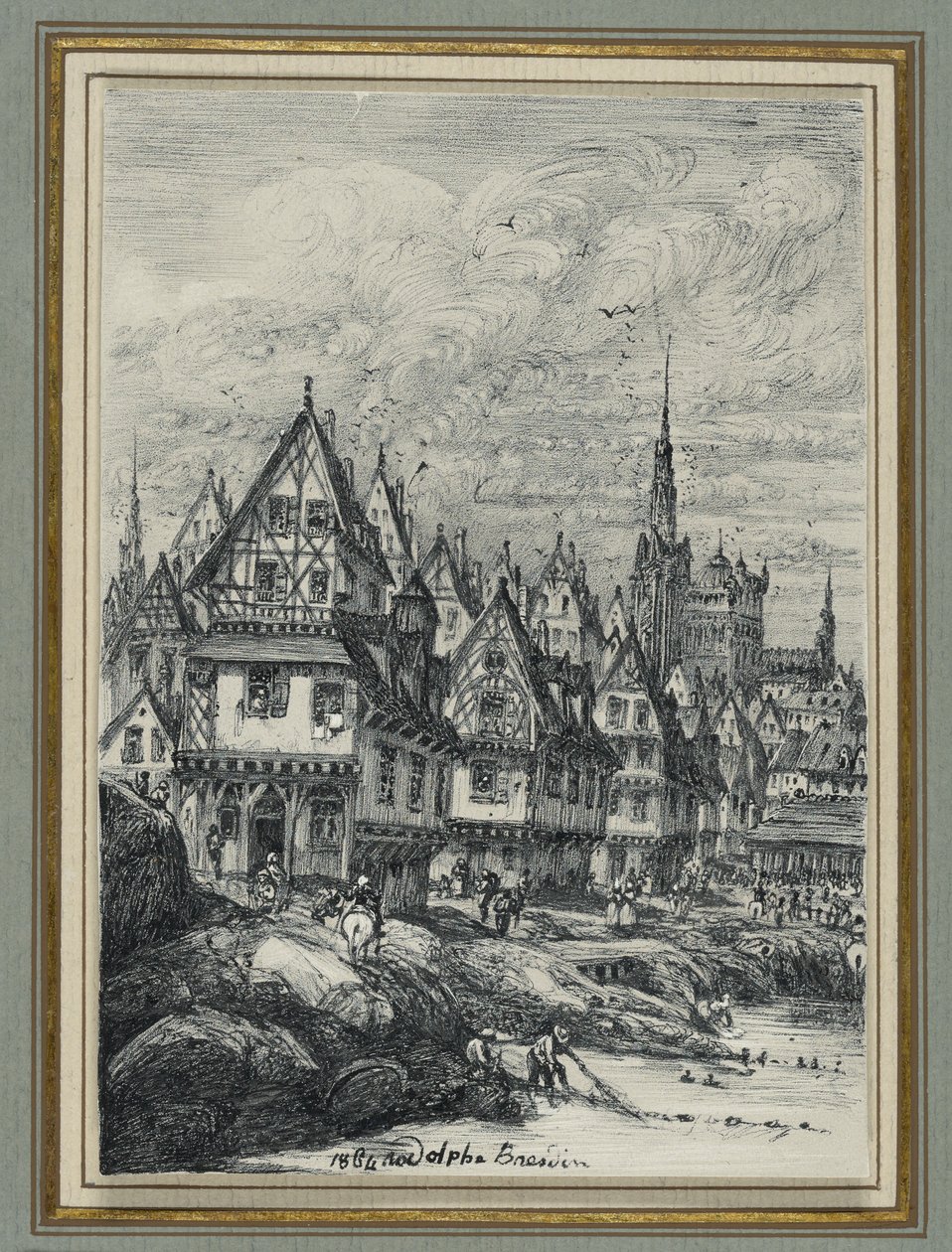 Port rybacki autorstwa Rodolphe Bresdin