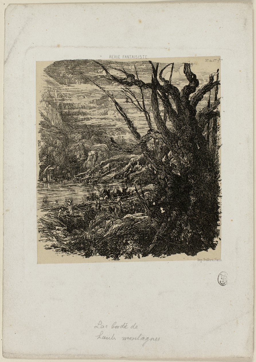 Jezioro w górach, z Revue Fantaisiste autorstwa Rodolphe Bresdin