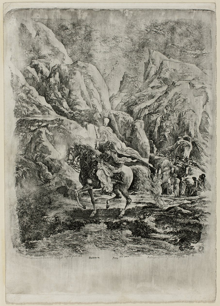 Orientalny Jeździec w Górach autorstwa Rodolphe Bresdin