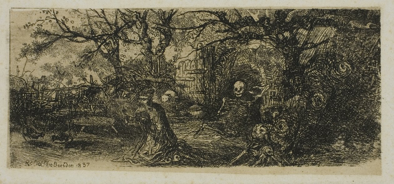 Św. Antoni i Śmierć autorstwa Rodolphe Bresdin