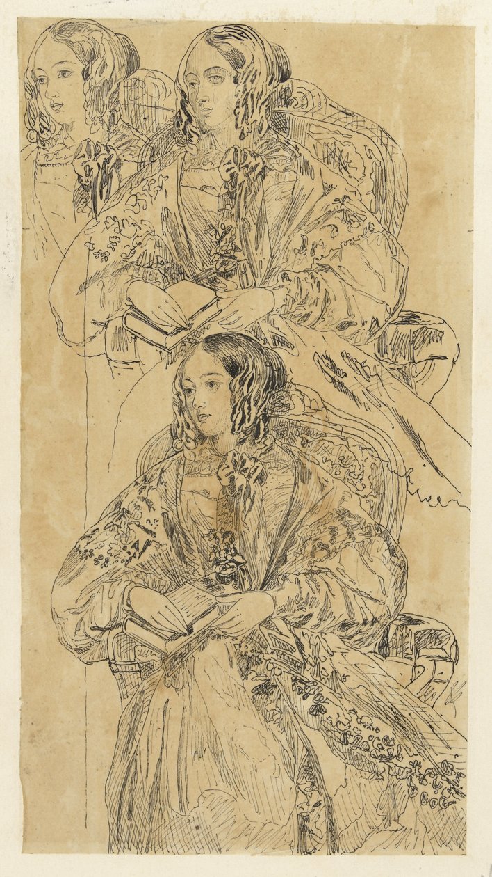 Arkusz studiów z siedzącą damą autorstwa Rodolphe Bresdin