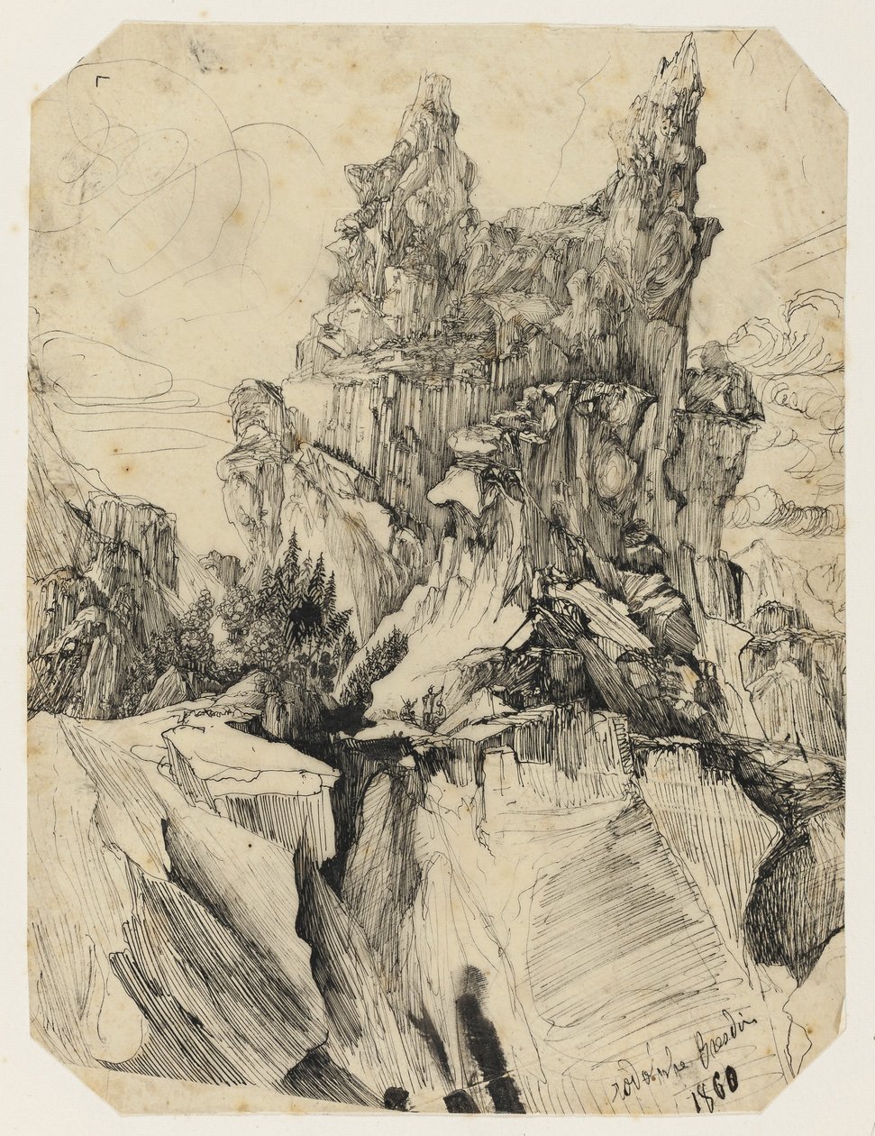 Szczelina, 1860 autorstwa Rodolphe Bresdin