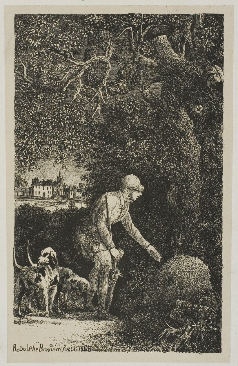 Dyplomata i mrowisko, ilustracja do bajek i opowieści Hippolyte de Thierry-Faletans autorstwa Rodolphe Bresdin
