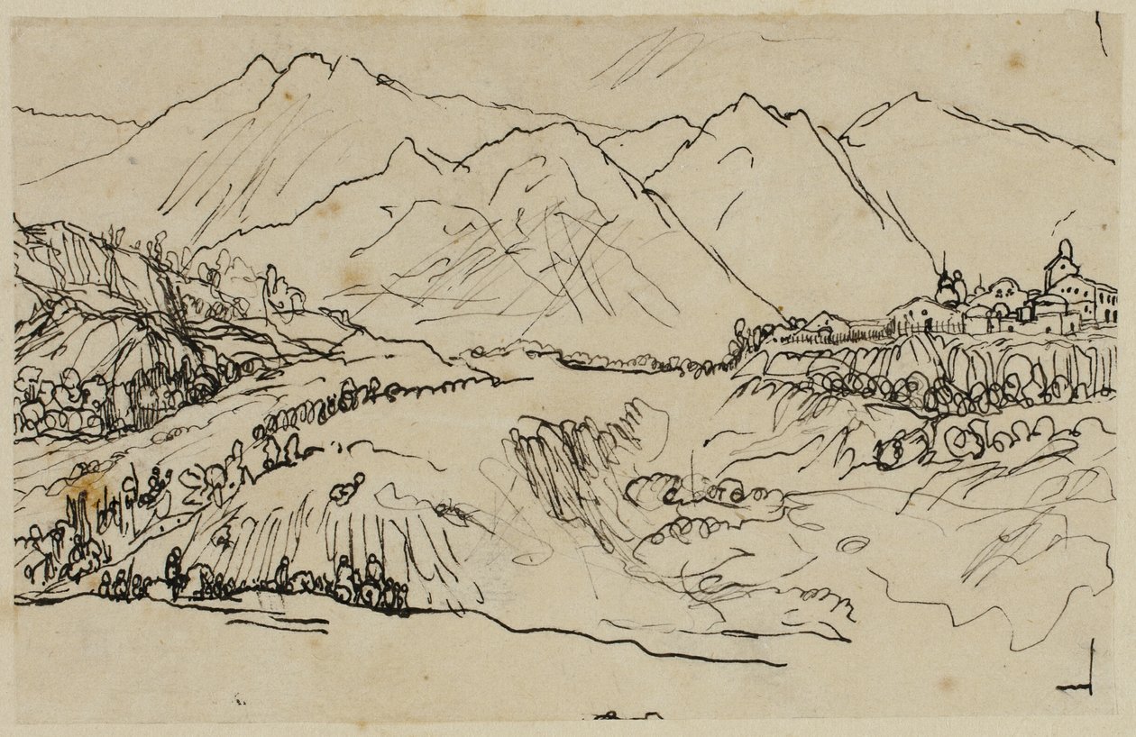 Wioska w górach autorstwa Rodolphe Bresdin