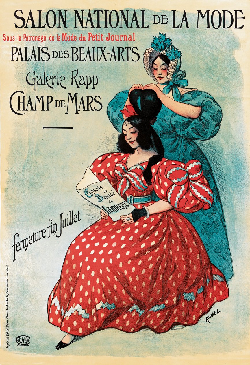 Plakat reklamujący "Salon National de la Mode", 1895 r. autorstwa Roedel