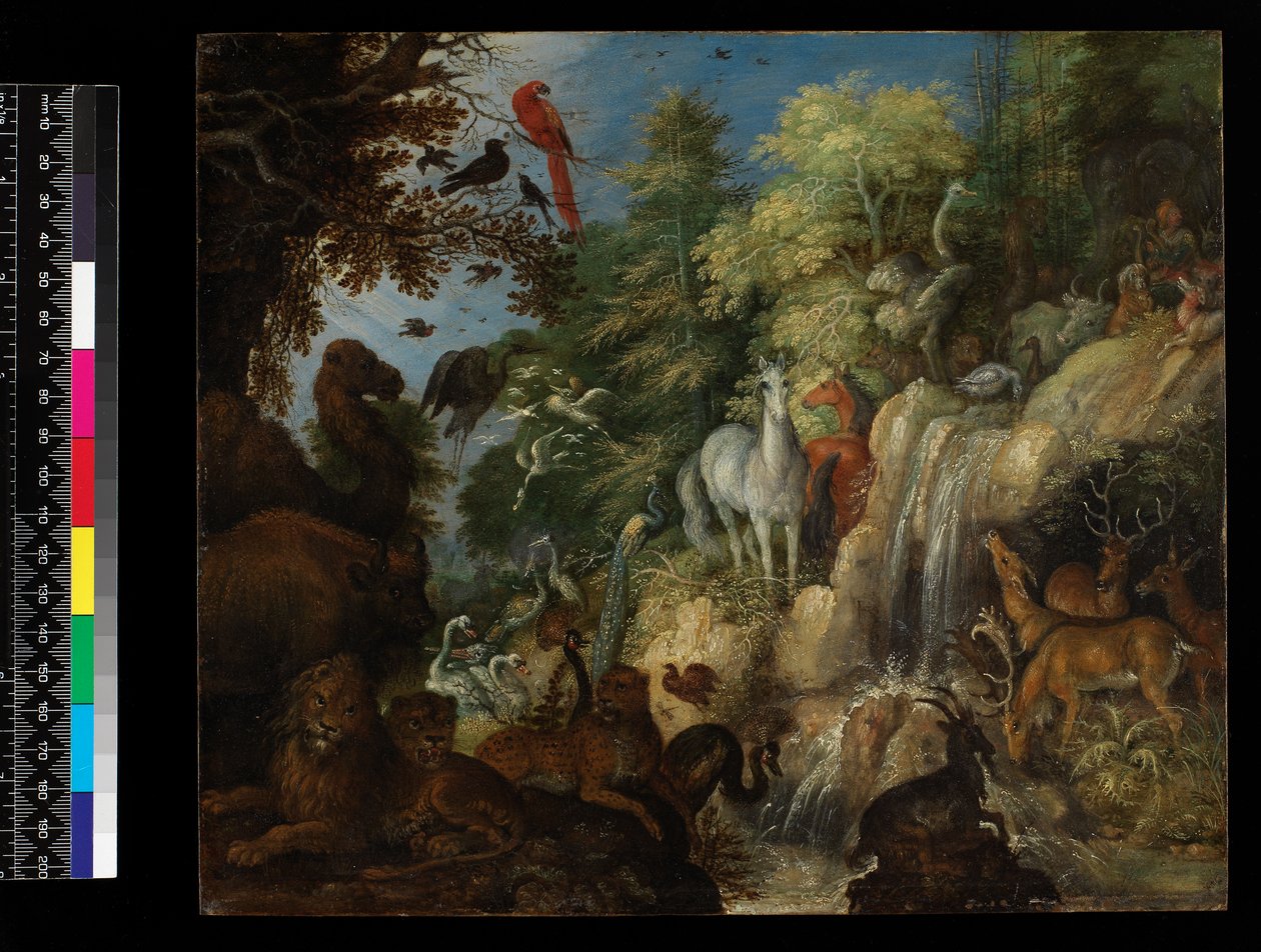 Orfeusz z ptakami i zwierzętami, 1622 (olej na miedzi) autorstwa Roelandt Jacobsz. Savery