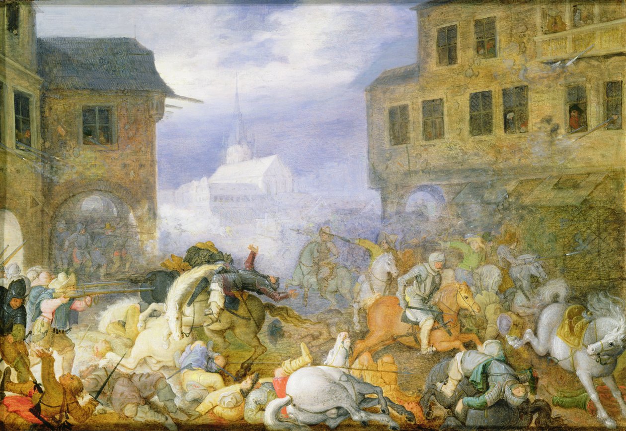 Bitwa uliczna na Malostranske Namesti (Kleinseite Platz) w Pradze, 15 lutego 1611, z dnia 1611 autorstwa Roelandt Jacobsz. Savery