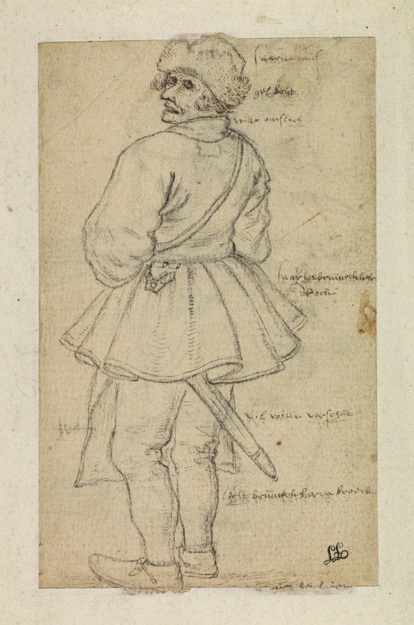 Mężczyzna widziany z tyłu (verso) autorstwa Roelandt Jacobsz and Bruegel Pieter the Elder Savery