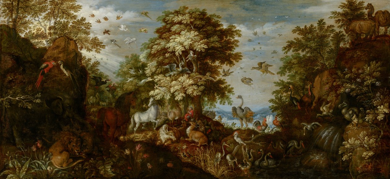 Orfeusz oczarowuje zwierzęta swoją muzyką, 1627 autorstwa Roelandt Jacobsz. Savery
