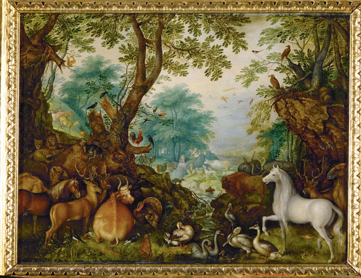 Orfeusz wśród zwierząt (obraz na miedzi) autorstwa Roelandt Jacobsz. Savery