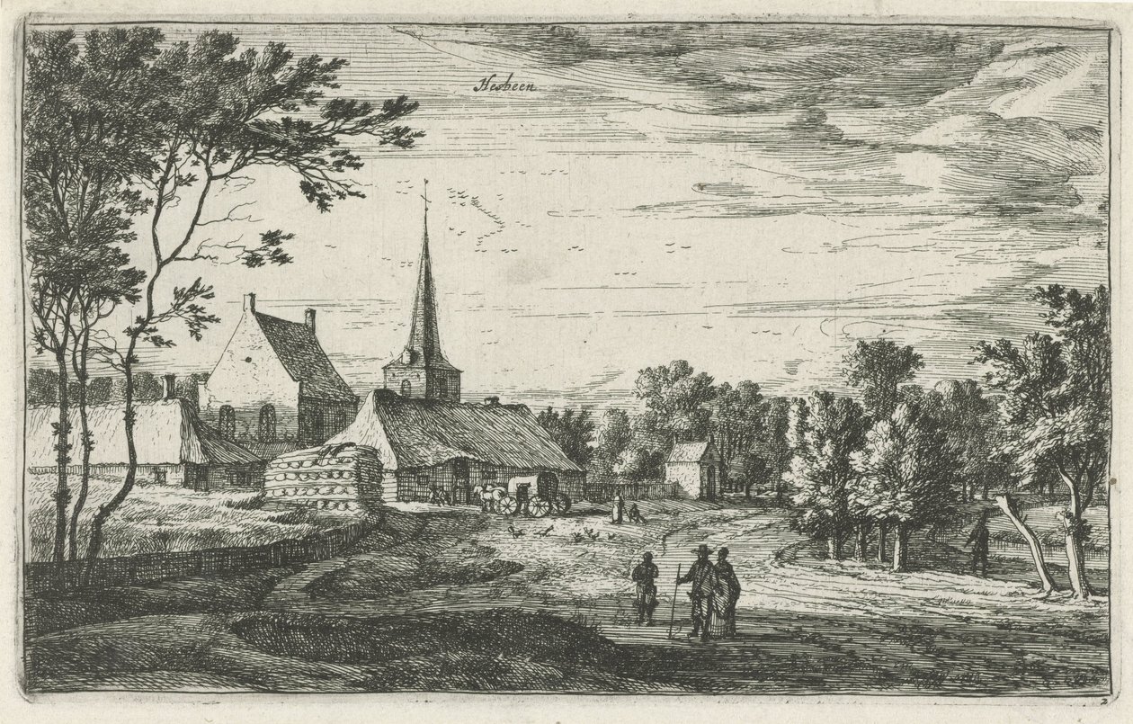 Widok Heesbeen Hesbone (tytuł na obiekcie) Sceny wiejskie w północnej Holandii (tytuł serii) autorstwa Roelant Roghman