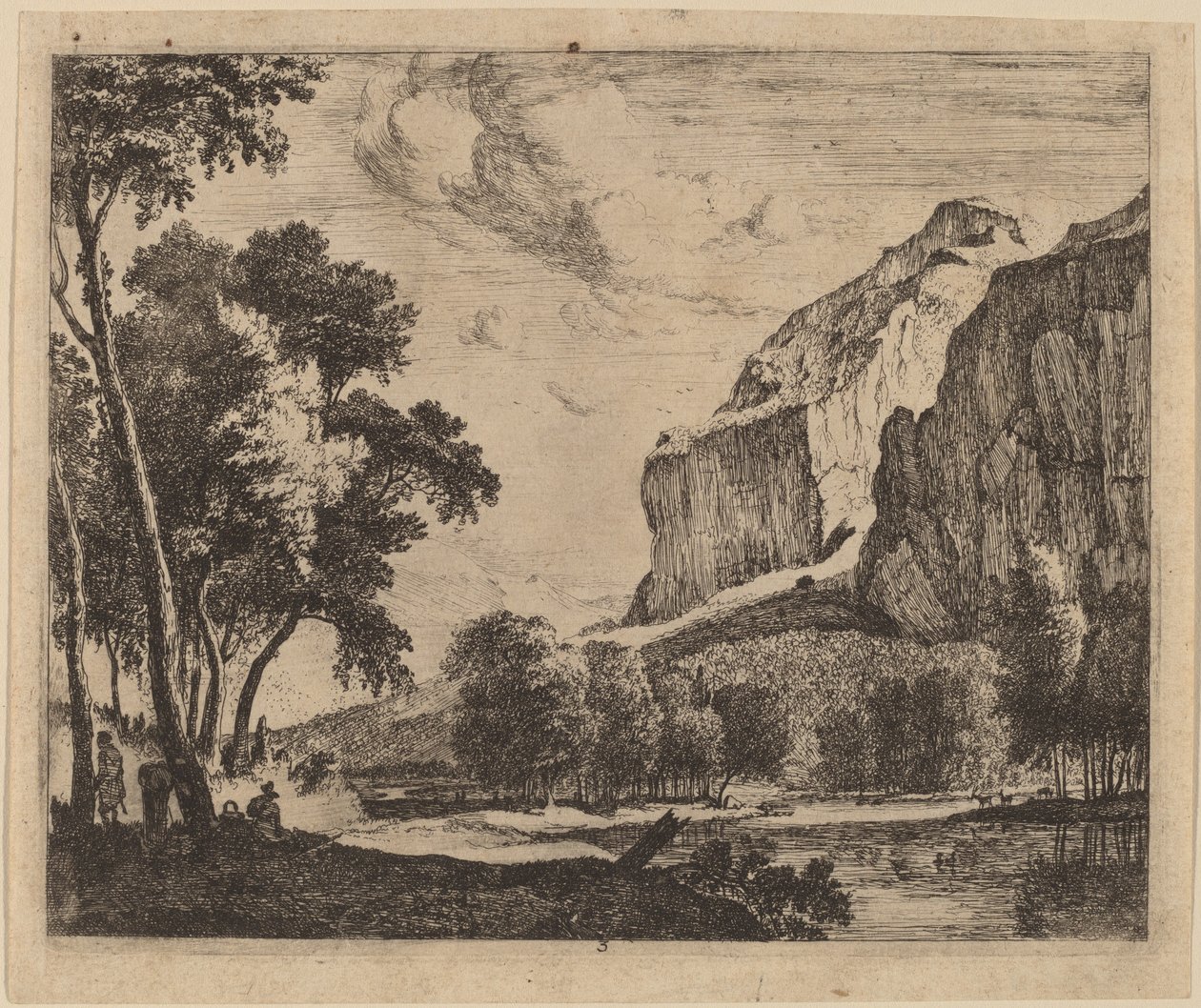 Riverscape ze skałami po prawej: pl.3 autorstwa Roelant Roghman and Melchior Küsel