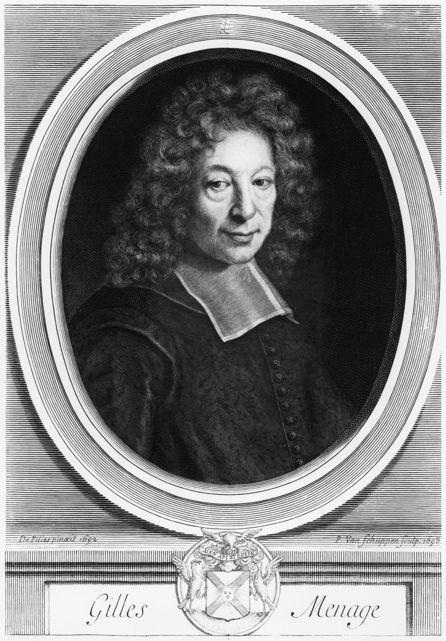 Gilles Menage, 1692, wyryty w 1698 przez Pierre Louis van Schuppen (1627-1702) autorstwa Roger de Piles