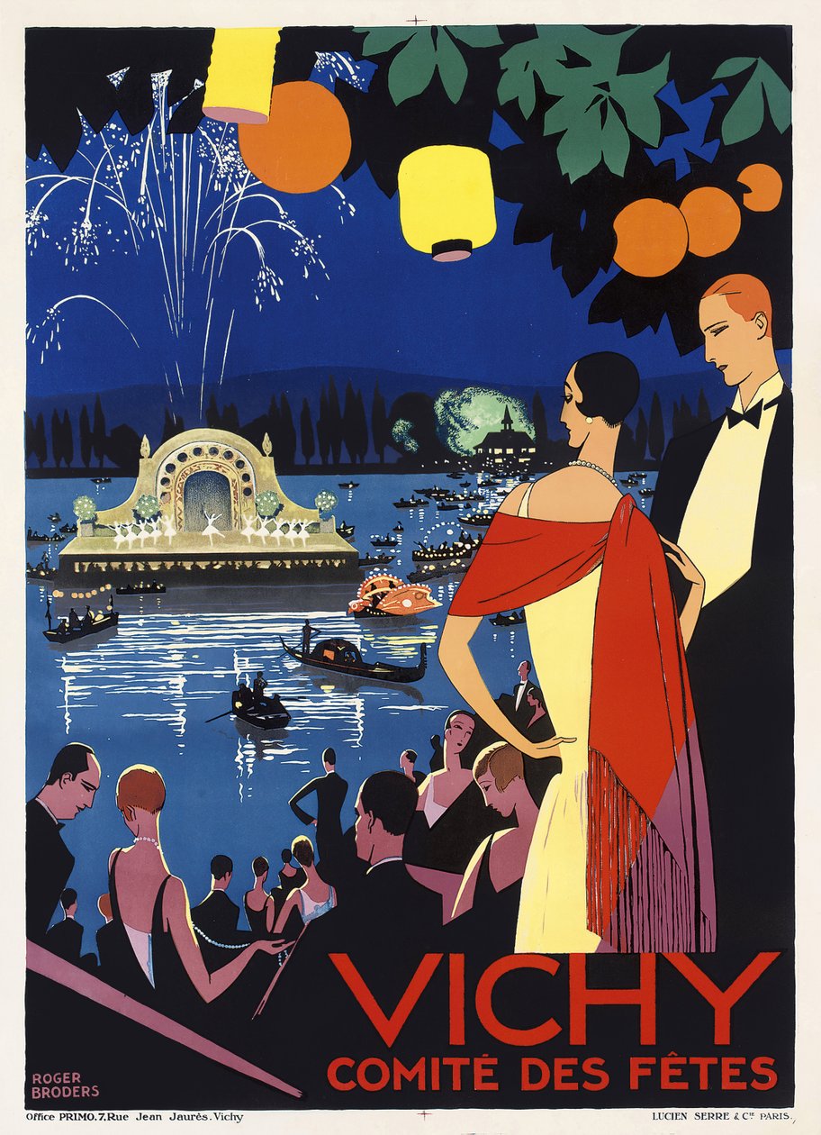 Plakat reklamowy Vichy, Francja, ok. 1930 r. (litografia kolorowa) autorstwa Roger Broders