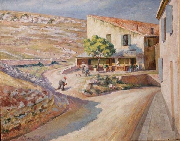 Gra w kręgle, ok. 1920 (olej na płótnie) autorstwa Roger Eliot Fry