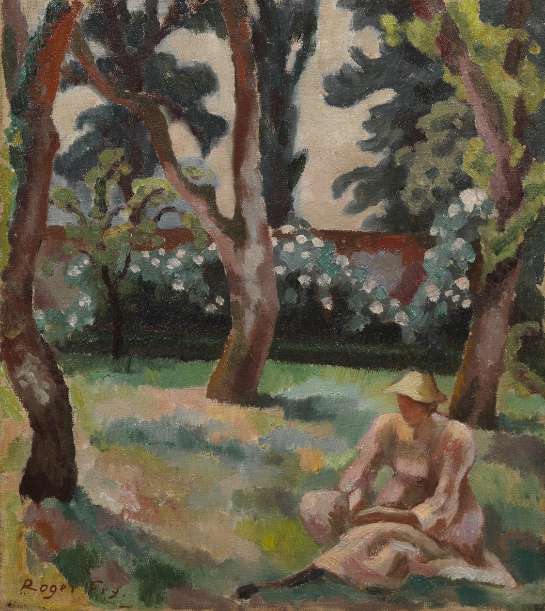 Sad, Kobieta siedząca w ogrodzie autorstwa Roger Eliot Fry