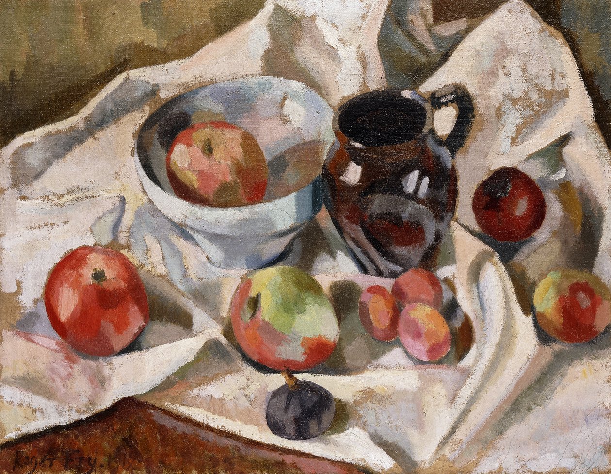 Martwa natura z jabłkami, śliwkami i dzbanem, 1919 autorstwa Roger Eliot Fry