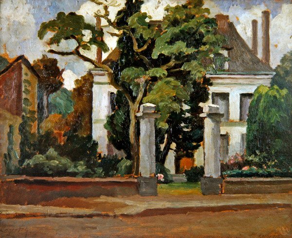 Podmiejski Dom (olej na panelu) autorstwa Roger Eliot Fry