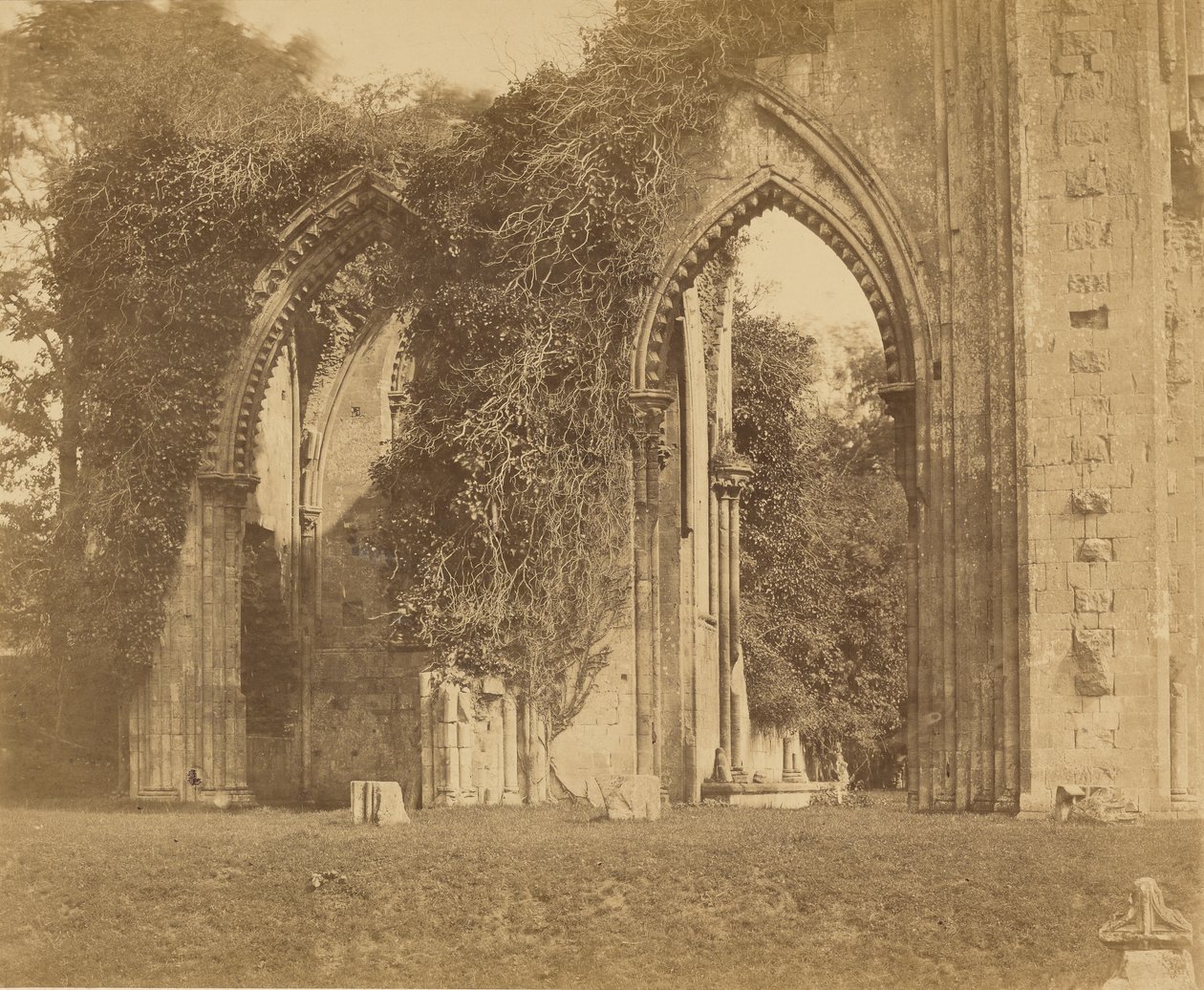 Opactwo Glastonbury, arkady północnej nawy bocznej autorstwa Roger Fenton