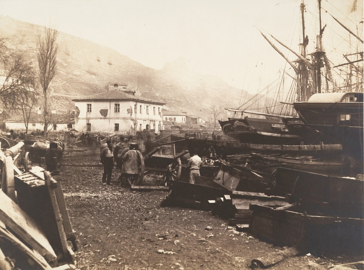 Miejsce lądowania, Ordnance Wharf, Balaklava, 1855. autorstwa Roger Fenton