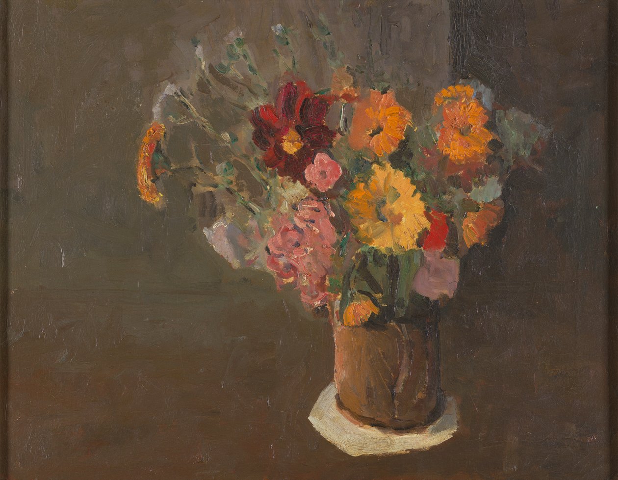 Martwa natura (Michaelmas Daisies in a Pot Tankard) autorstwa Roger Fry